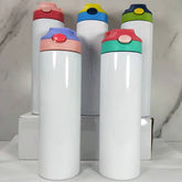 RTS USA Warehouse 20oz Top Flip Sublimation Straight Water Bottle with Colorful Lid Mix Colors