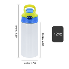 RTS USA Warehouse Glow in the dakr 12oz Sublimation Straight Top Flip Kids Water Bottle with Colorful Top
