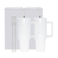RTS USA Warehouse 40OZ white glossy sublimation tumbler with white handle ,version 3