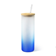 RTS USA Warehouse 25oz frosted mix color glass sublimation straight skinny tumbler with bamboo lids