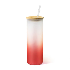 RTS USA Warehouse 25oz frosted mix color glass sublimation straight skinny tumbler with bamboo lids