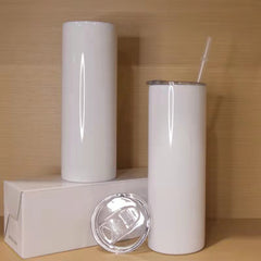 RTS USA warehosue 15oz sublimation straight skinny tumbler with plastic straw