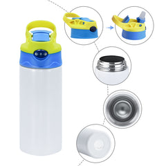RTS USA Warehouse Glow in the dakr 12oz Sublimation Straight Top Flip Kids Water Bottle with Colorful Top