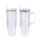 RTS USA Warehouse 40OZ light silver glitter sublimation blanks tumblers with handle