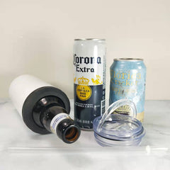 RTS USA Warehouse 16oz 4 in 1 sublimation straight can cooler with dual lids and plastic straw