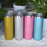 RTS in USA warehouse 20oz glitter sublimation blanks straight skinny tumblers with plastic straw