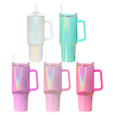 RTS USA Warehouse 40OZ shimmer/holographic sublimation blanks tumblers with handle