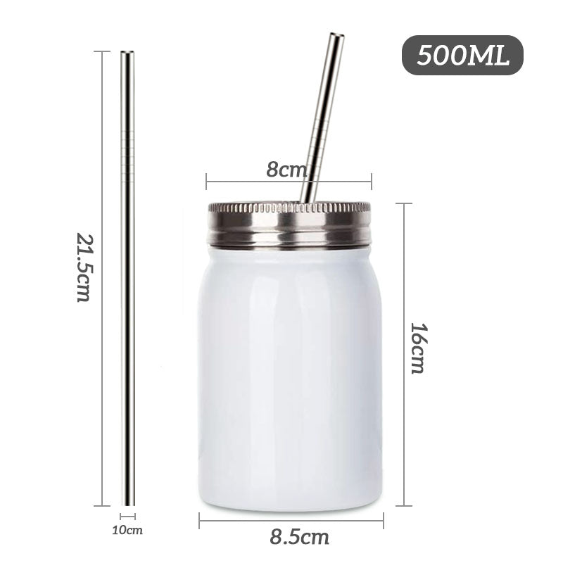 RTS USA warehouse 500ml/17oz white blank subliamtion mason jar