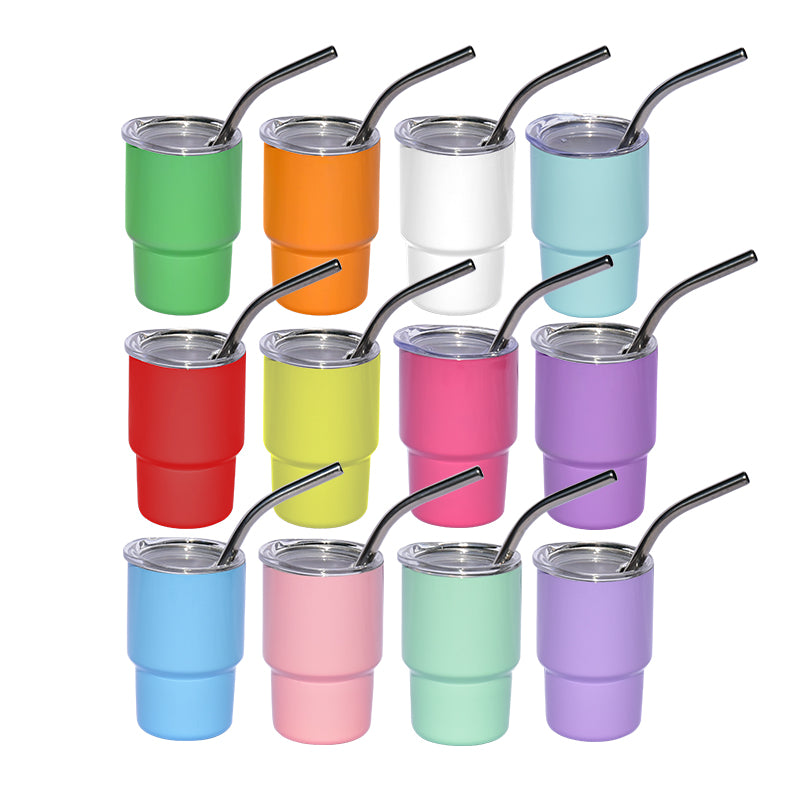 RTS USA warehouse 108pcs/case 3 oz sublimation mini tumblers/shot glasses,mixed 12 colors