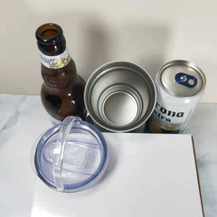 RTS USA Warehouse 16oz 4 in 1 sublimation straight can cooler with dual lids and plastic straw
