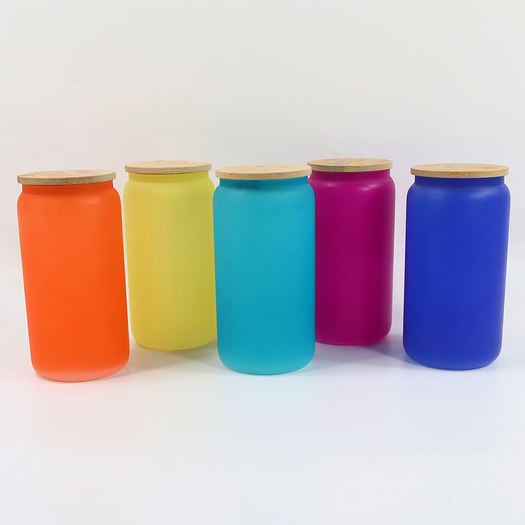 Clearance Sale for USA warehouse cold color changing 16oz frosted sublimation glass cups mix color
