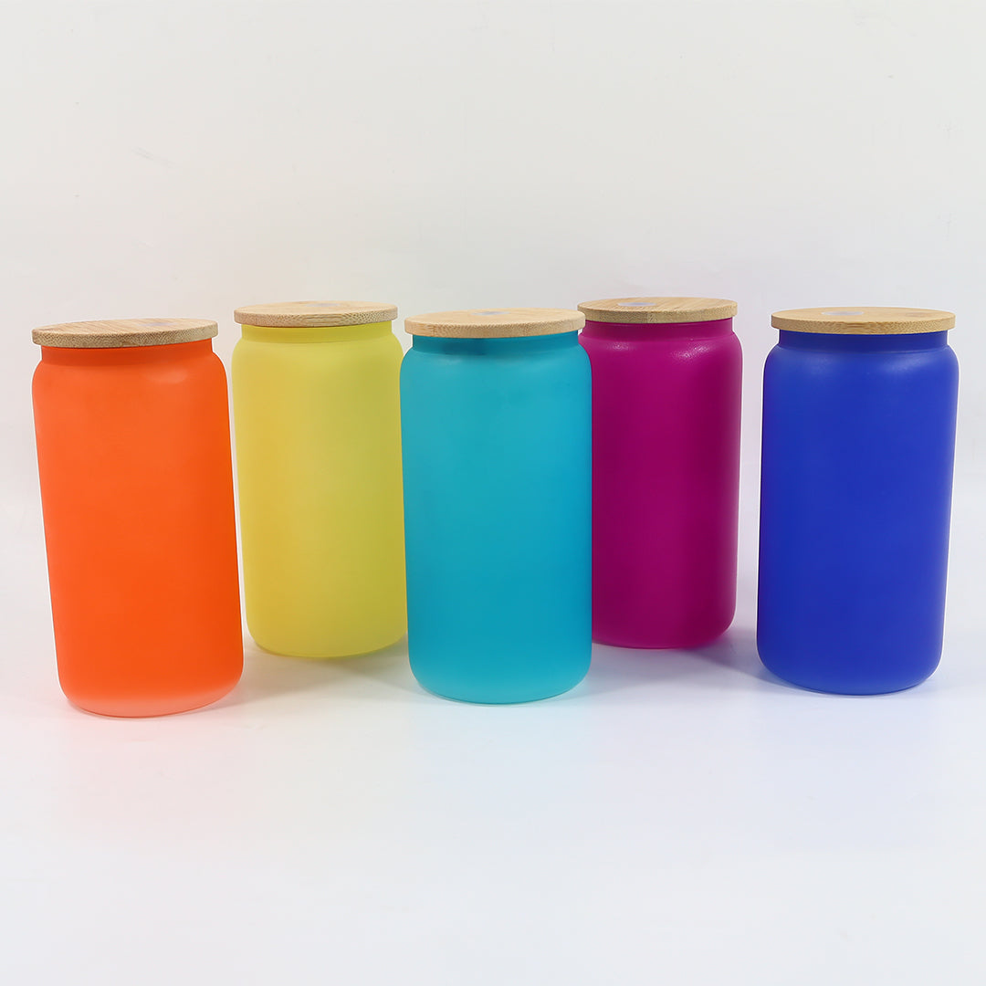 Clearance Sale for USA warehouse cold color changing 16oz frosted sublimation glass cups mix color