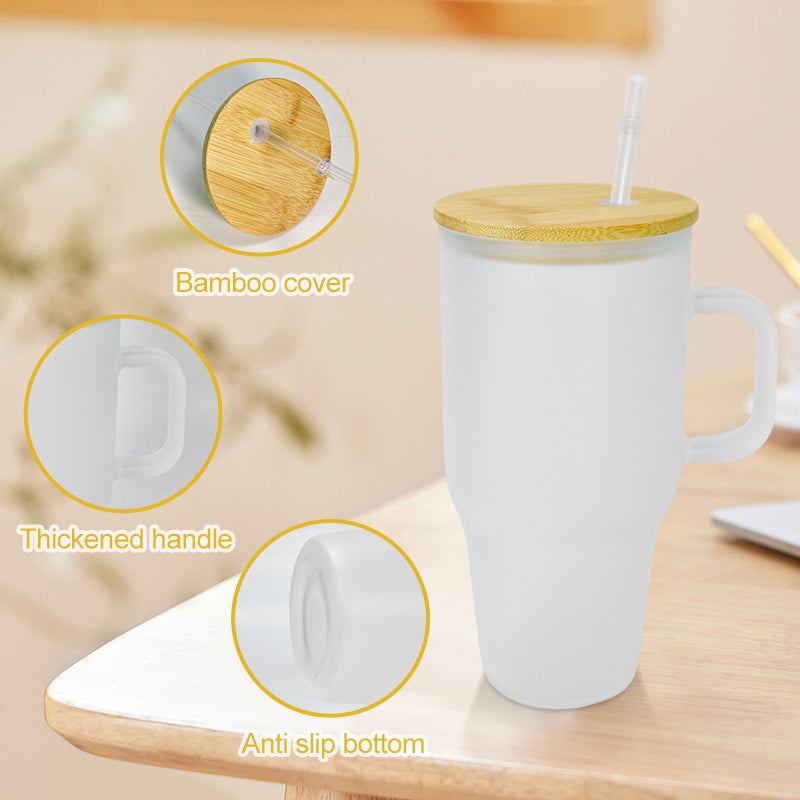 RTS USA warehosue 32oz/40oz clear/frosted sublimation glass tumblers with handle
