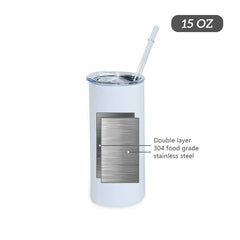 RTS USA warehosue 15oz sublimation straight skinny tumbler with plastic straw