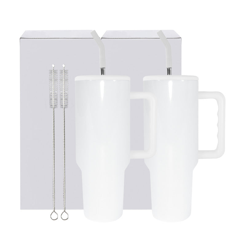 RTS USA Warehouse 40OZ white glossy sublimation tumbler with white handle ,version 3