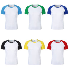 RTS USA warehouse Polyester white sublimation T shirt with corlorful sleeve