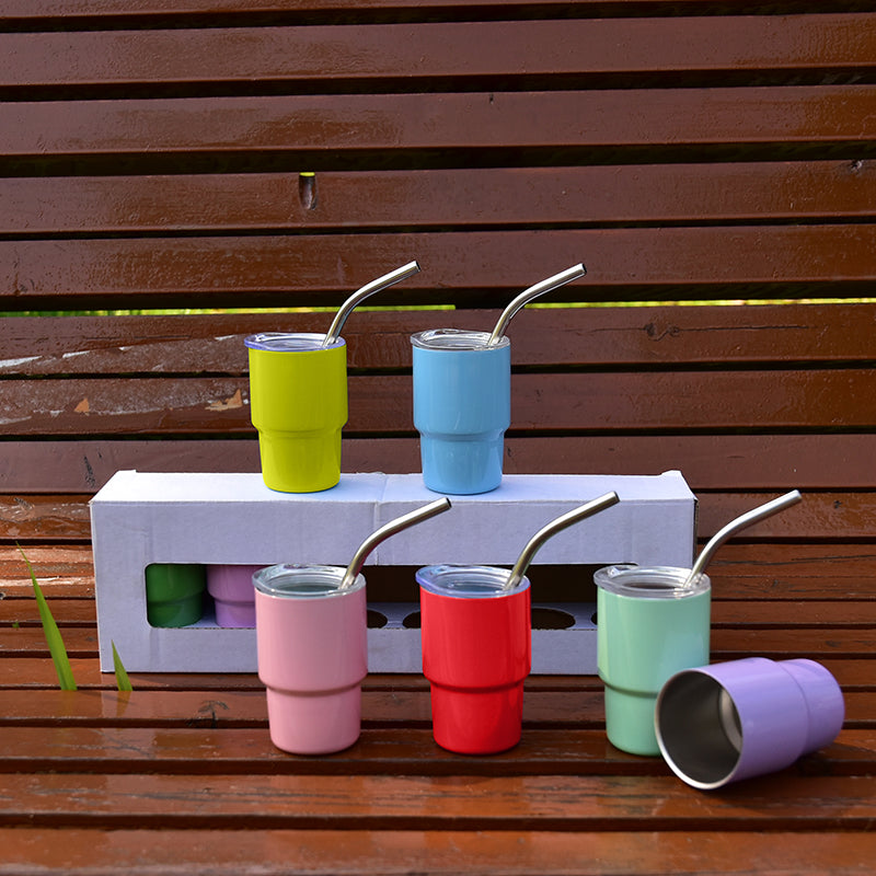 RTS USA warehouse 108pcs/case 3 oz sublimation mini tumblers/shot glasses,mixed 12 colors