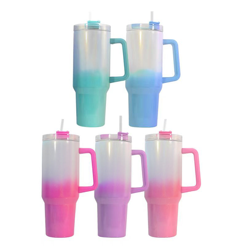 RTS USA warehouse 40OZ gradual change shimmer sublimation tumbler with handle