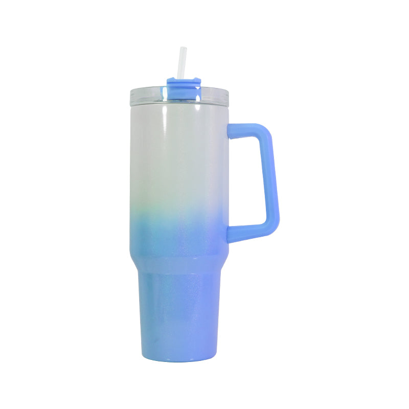 RTS USA warehouse 40OZ gradual change shimmer sublimation tumbler with handle