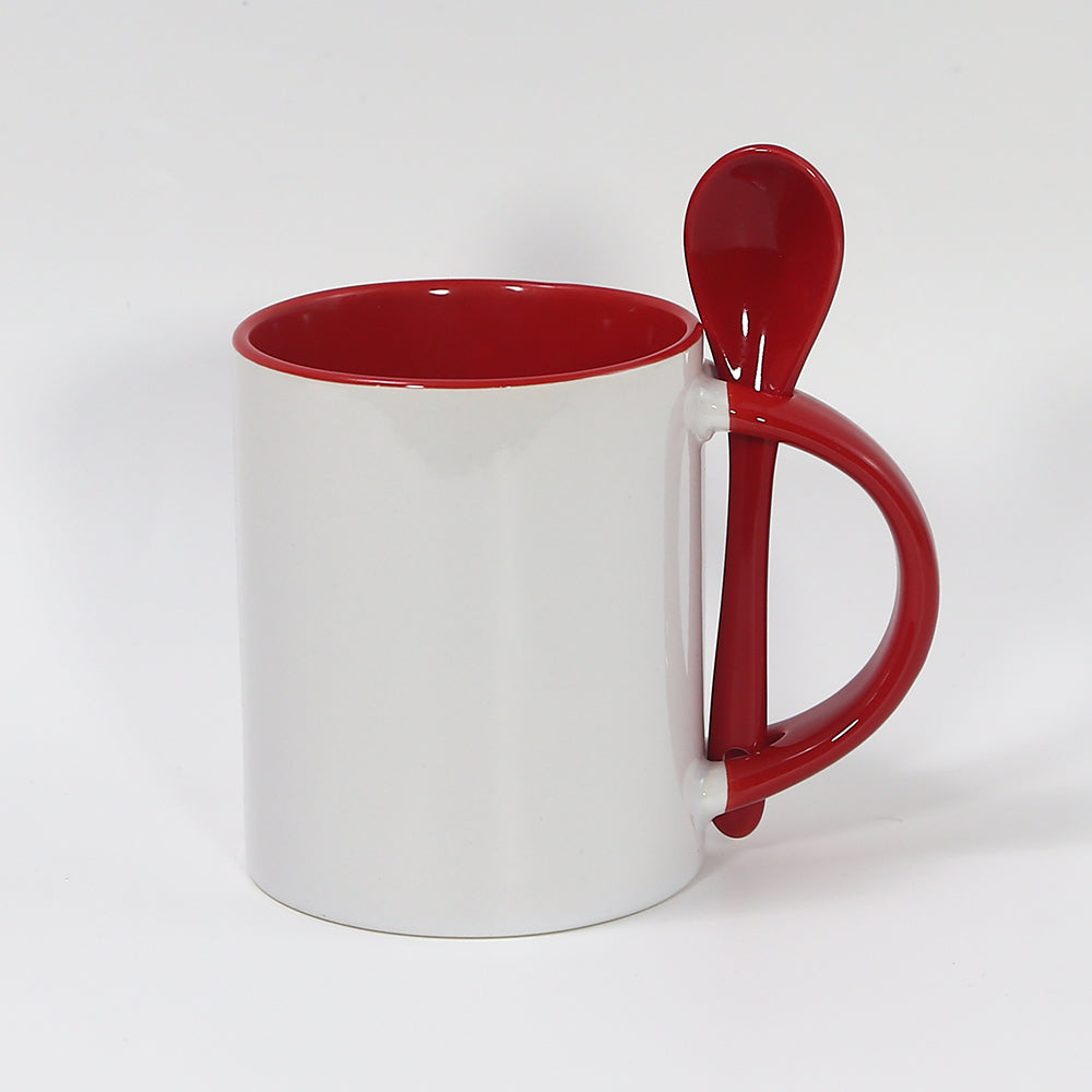 RTS USA warehouse 11oz sublimation ceramic coffee mug with spoon