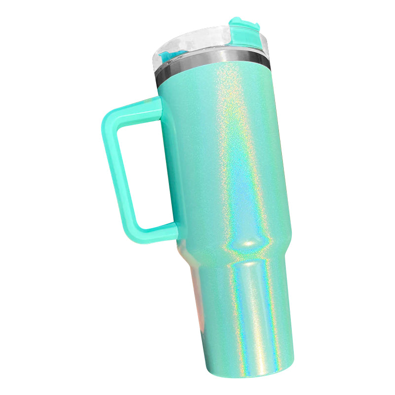 RTS USA Warehouse 40OZ shimmer/holographic sublimation blanks tumblers with handle