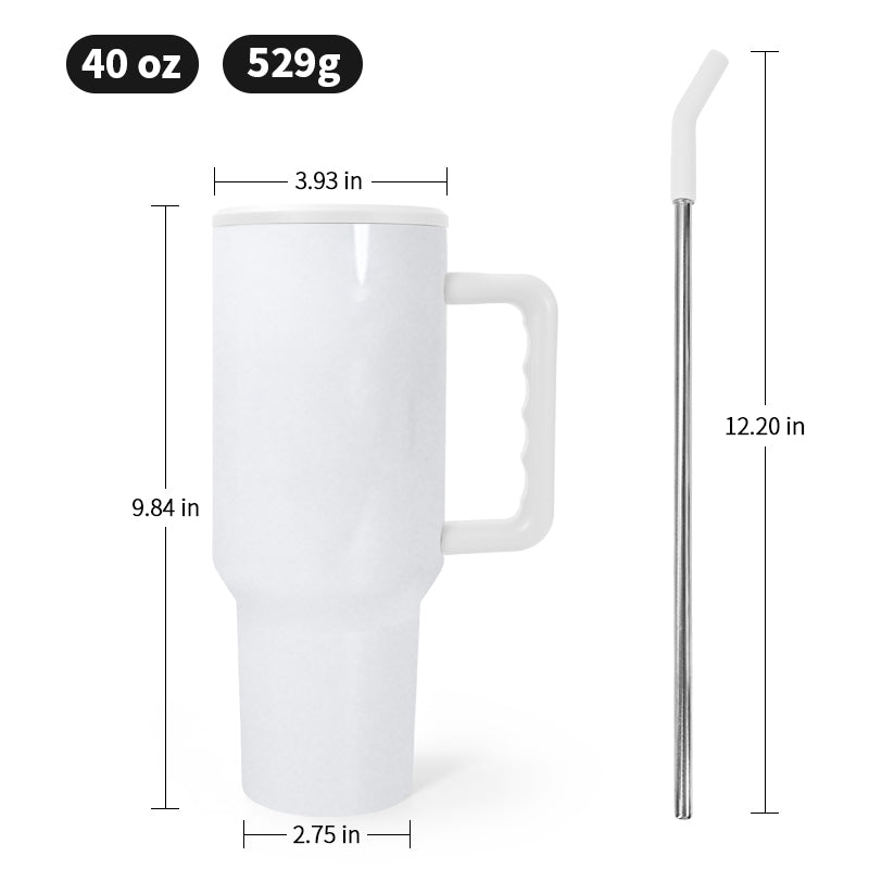 RTS USA Warehouse 40OZ white glossy sublimation tumbler with white handle ,version 3