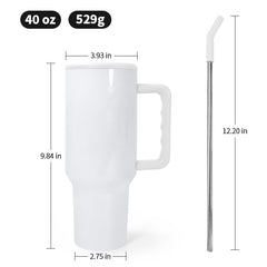 RTS USA Warehouse 40OZ white glossy sublimation tumbler with white handle ,version 3