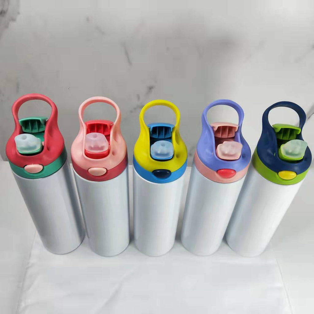 RTS USA Warehouse 20oz Top Flip Sublimation Straight Water Bottle with Colorful Lid Mix Colors
