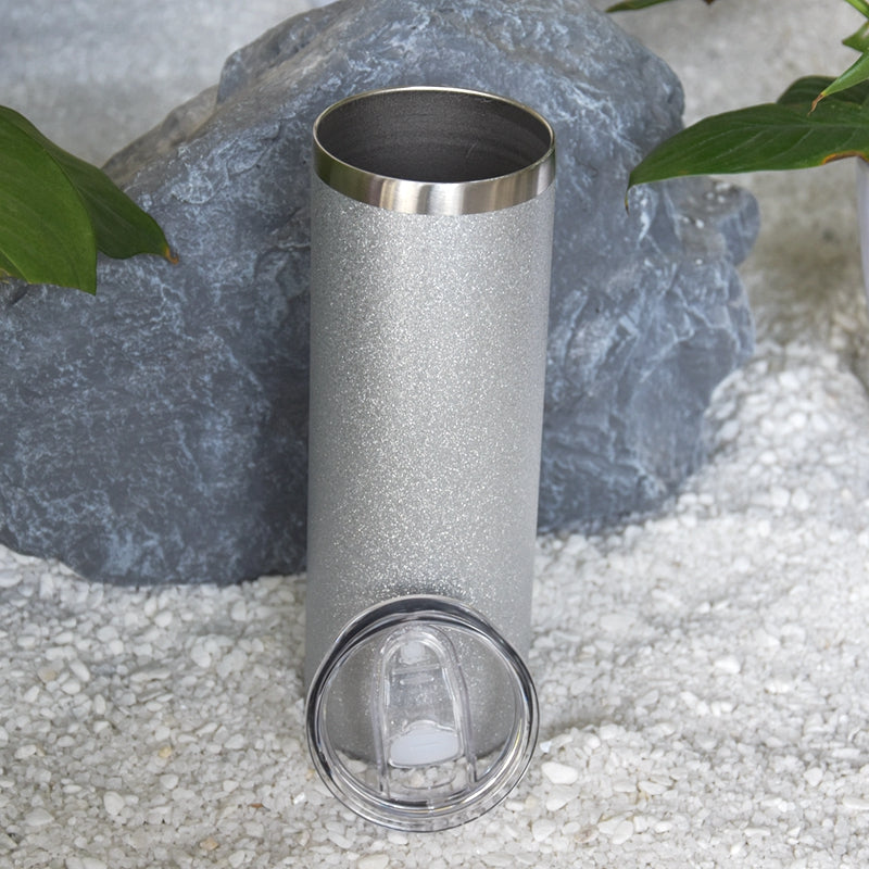 RTS in USA warehouse 20oz glitter sublimation blanks straight skinny tumblers with plastic straw