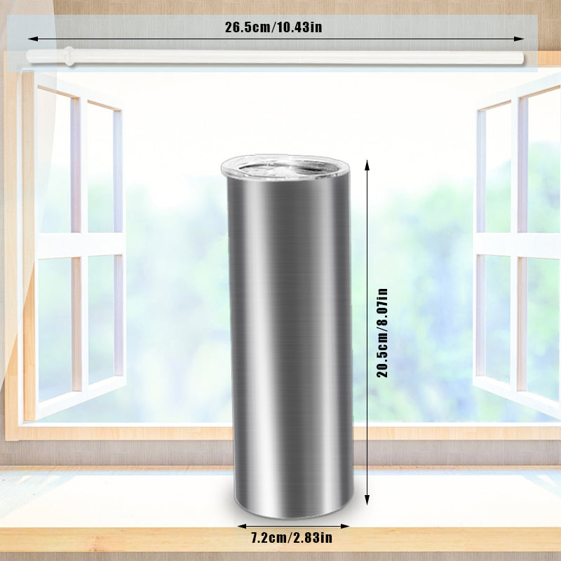 RTS USA Warehouse 20oz Silver Stainless Steel Sublimation Straight Skinny TumblerRTS
