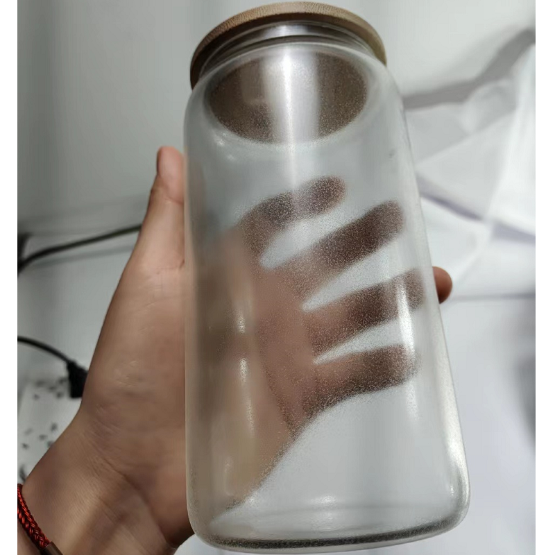 RTS US Warehouse 16oz Frosted Glow in the Dark Sublimation Glass Can With Bamboo Lid