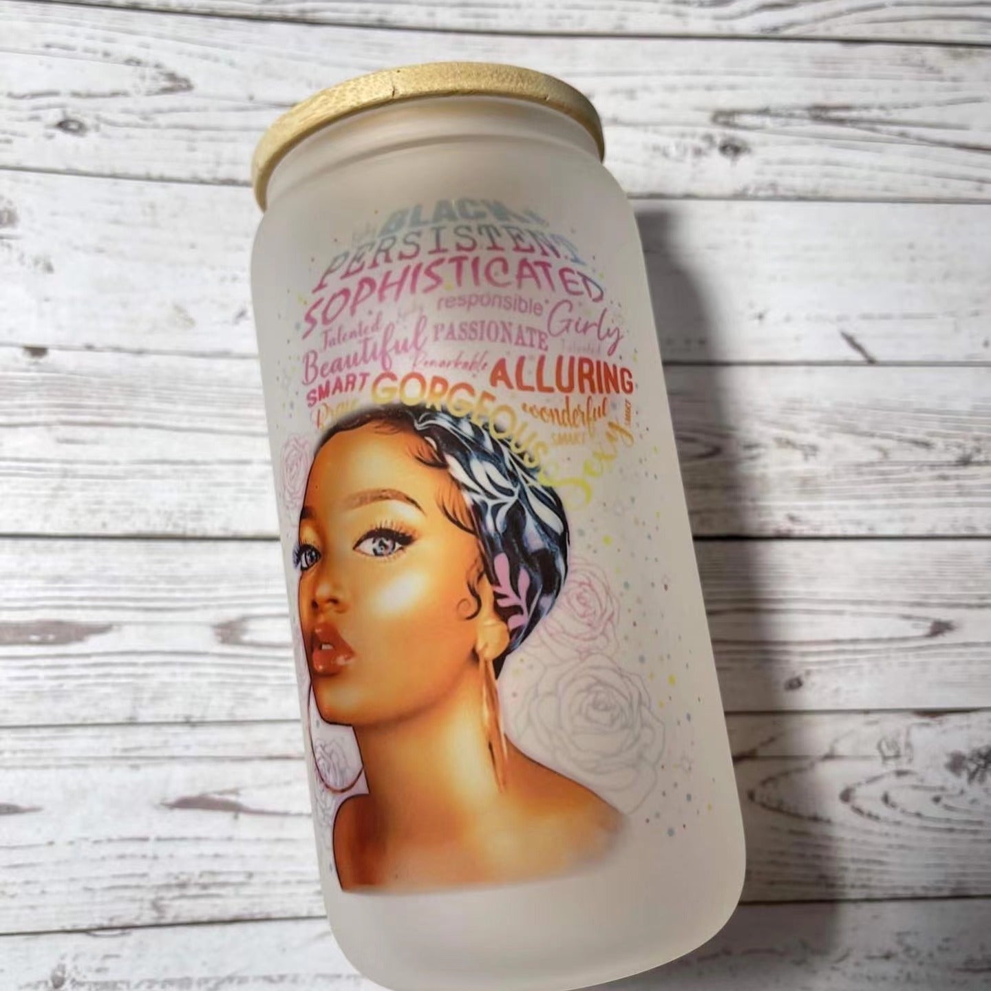 RTS USA warehosue 16oz clear/frosted sublimation glass cups with bamboo lid+plastic straw