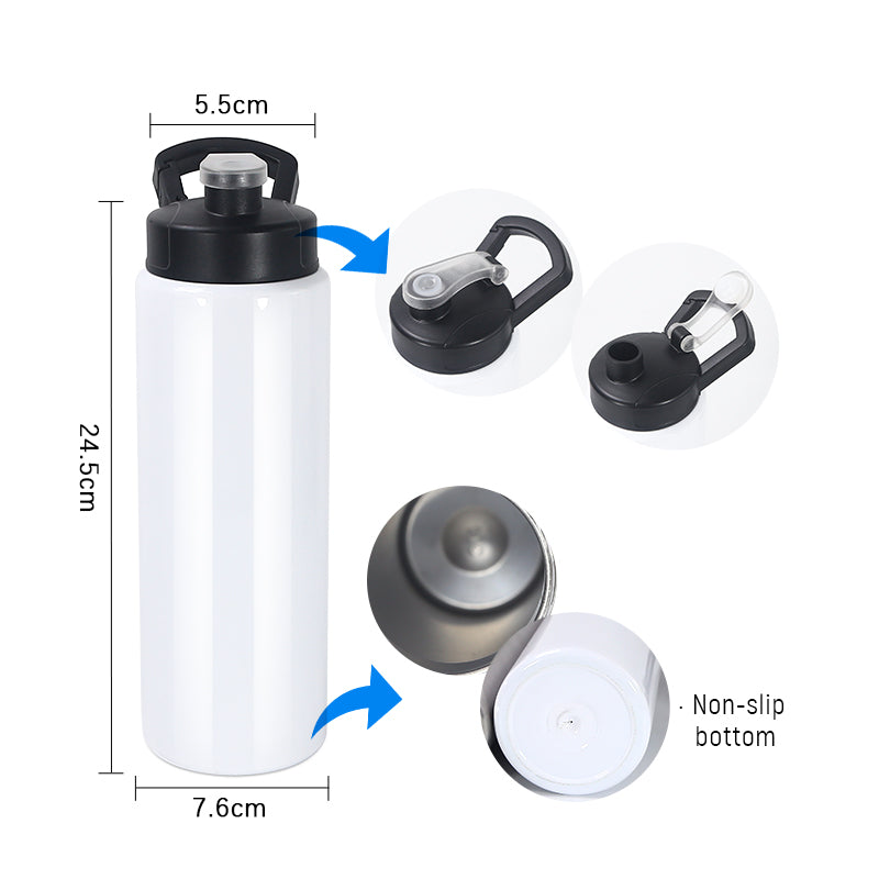 RTS USA warehouse 26oz sublimation blanks straight water bottle with new style lid