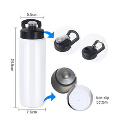 RTS USA warehouse 26oz sublimation blanks straight water bottle with new style lid