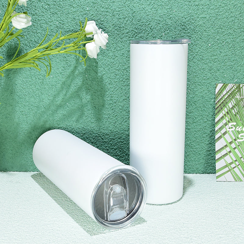 RTS USA Warehouse White to red/orange Glow In The Dark 20oz Sublimation Straight Skinny Tumbler