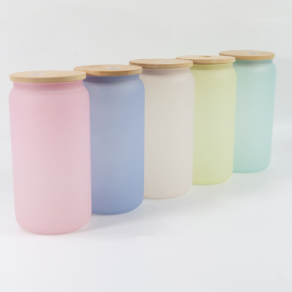 Clearance Sale for USA warehouse cold color changing 16oz frosted sublimation glass cups mix color
