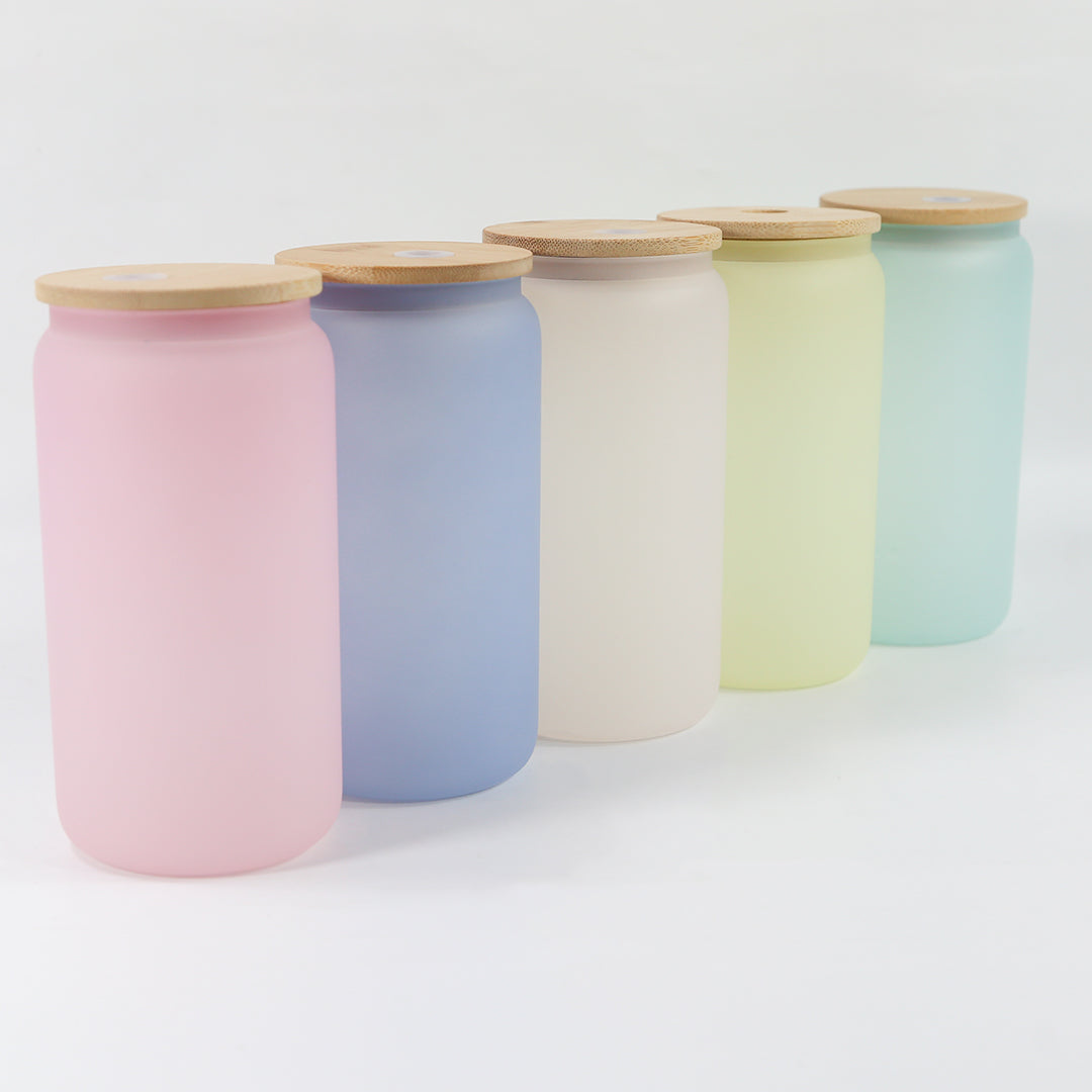 Clearance Sale for USA warehouse cold color changing 16oz frosted sublimation glass cups mix color