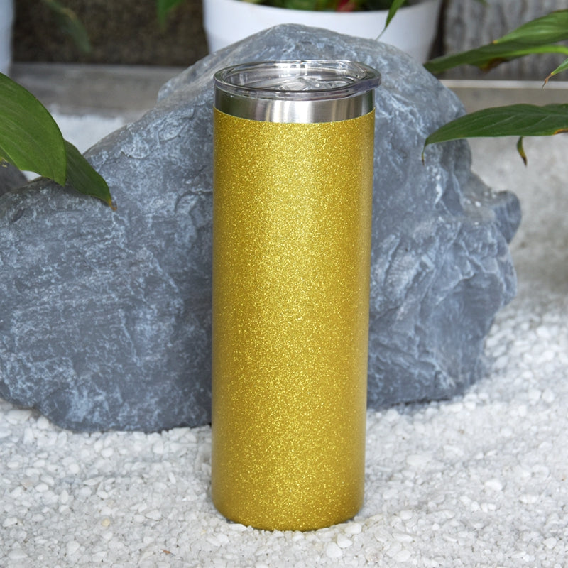 RTS in USA warehouse 20oz glitter sublimation blanks straight skinny tumblers with plastic straw