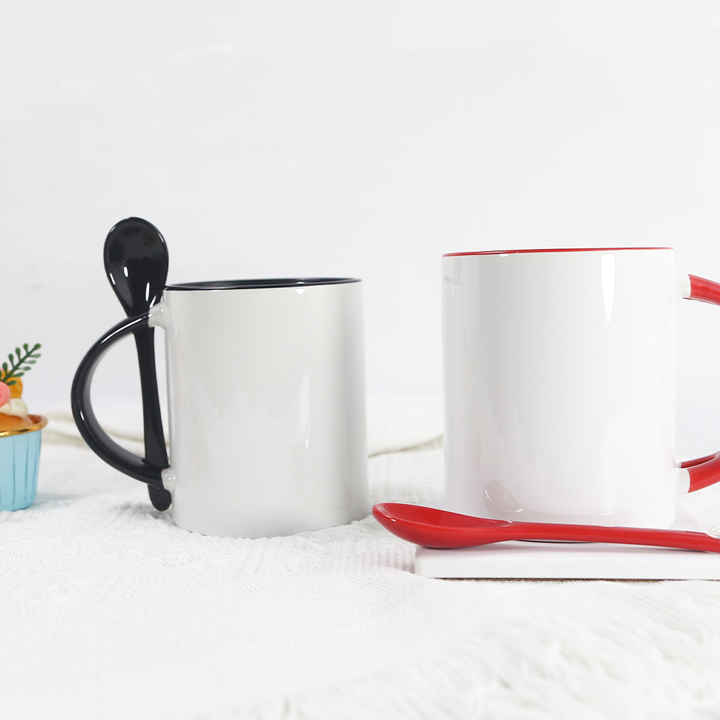 RTS USA warehouse 11oz sublimation ceramic coffee mug with spoon