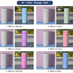 RTS USA Warehouse Glow in the dark+UV color changing 20oz Sublimation Straight Skinny Tumbler