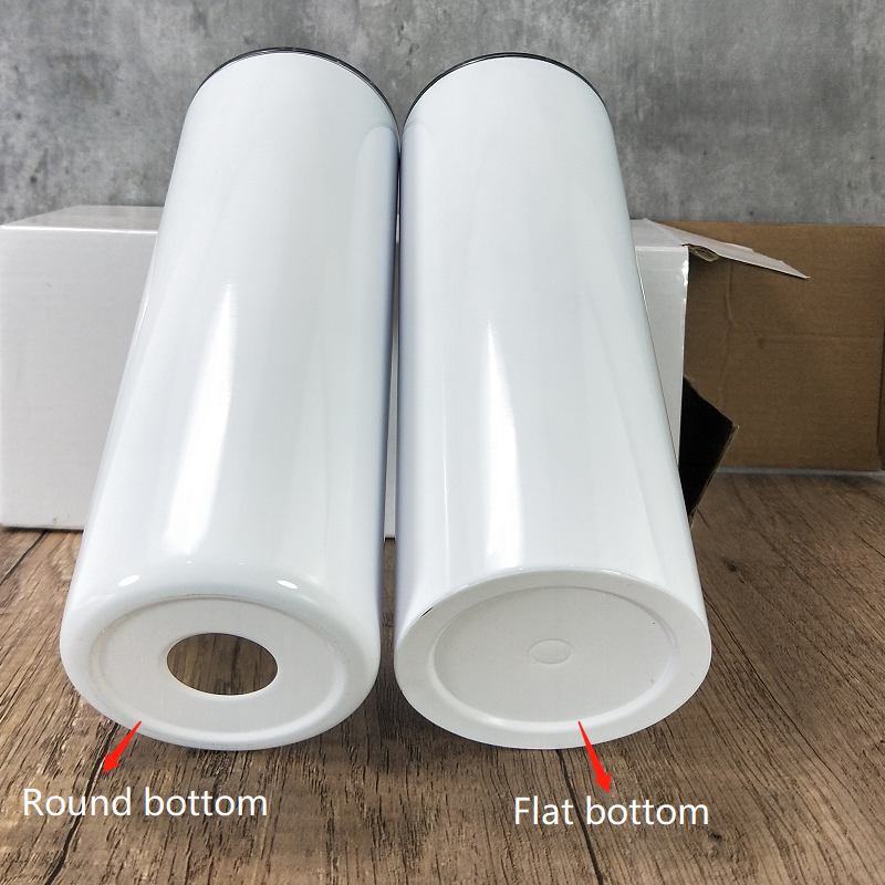 RTS US warehouse Flat bottom 20oz/30oz sublimation blanks straight skinny tumblers with plastic straw