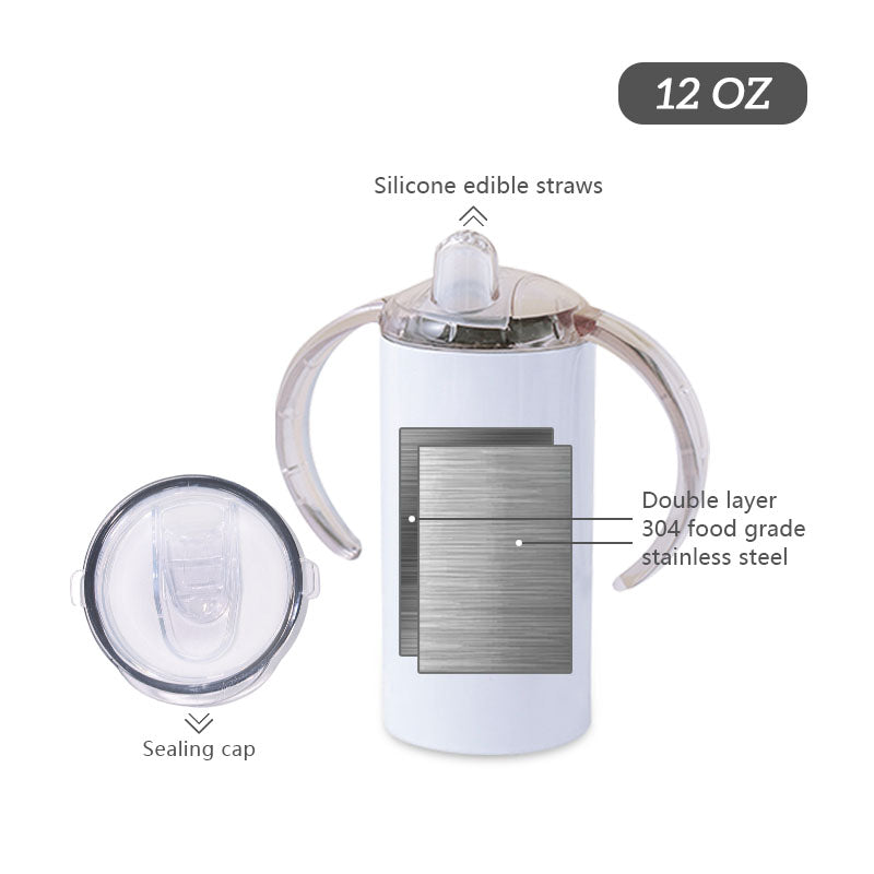 RTS USA Warehouse 12oz Sublimation Straight Sippy Cups with dual lids