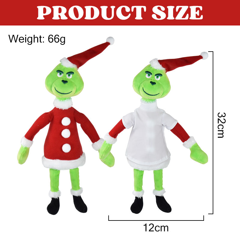RTS US Warehouse Sublimation Christmas Grinch Plush Doll