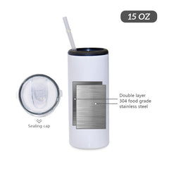 RTS USA warehouse 15oz sublimation blanks straight 3 in 1 can cooler for 12oz skinny can and bottle