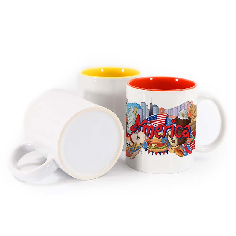 RTS USA warehouse 11oz sublimation ceramic coffee mug with colorful inside