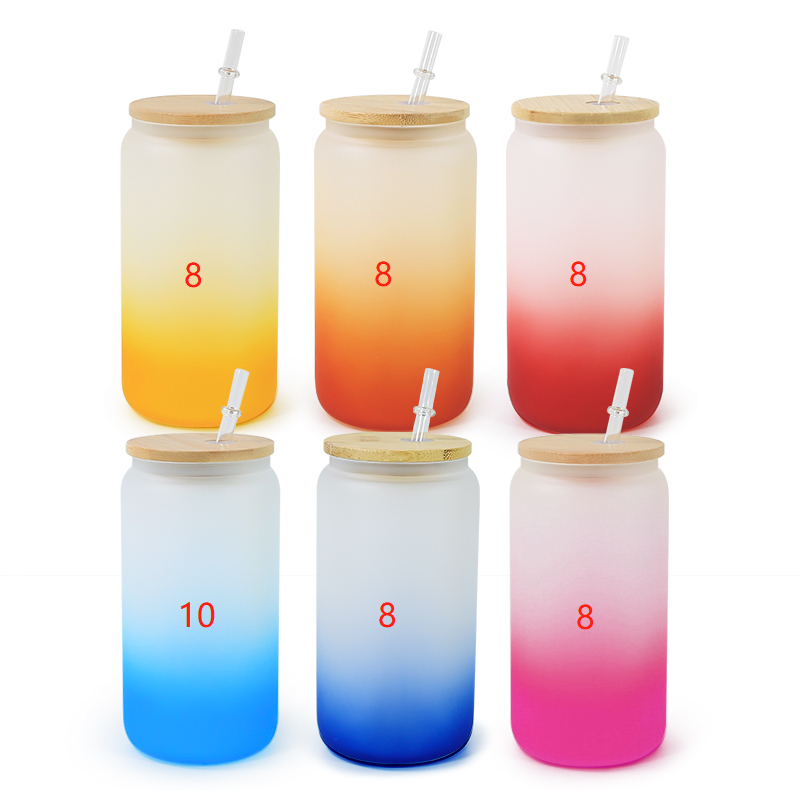 RTS USA Warehouse 16oz frosted mixed colors sublimation glass cups