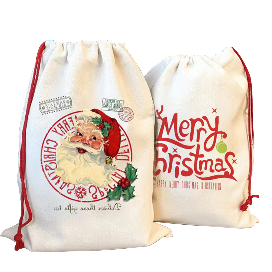 RTS US Warehouse Sublimation Blanks Canvas Christmas Bags