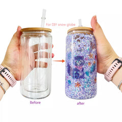 RTS USA warehouse 16oz/25oz double wall snow globe sublimation glass cans/tumblers