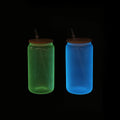 RTS US Warehouse 16oz Frosted Glow in the Dark Sublimation Glass Can With Bamboo Lid