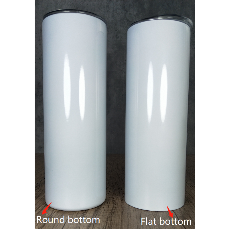 RTS US warehouse Flat bottom 20oz/30oz sublimation blanks straight skinny tumblers with plastic straw